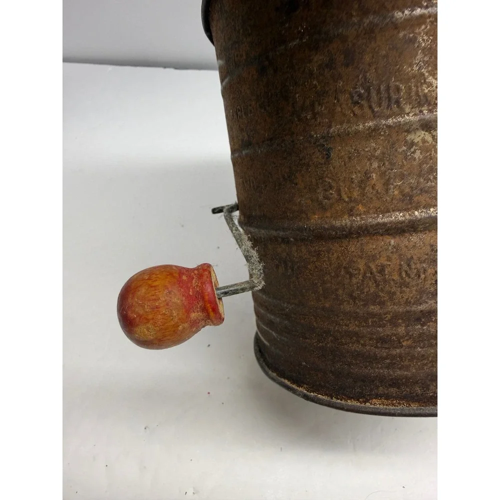 Vintage Bromwell Hand Crank Flour Sifter Rustic Antique Metal Kitchen Farmhouse